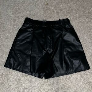 zara black high waisted leather shorts size medium